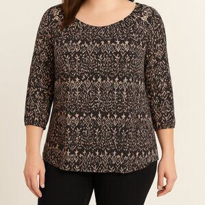 Joie Black & Blush Print Rayon Blouse Women’s Medium 3/4 Sleeve Boho Top